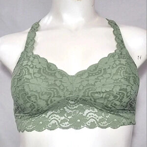 XL X-LARGE Xhilaration Lace Crossback Wire Free Bra Bralette Pioneer Sage‎ Green